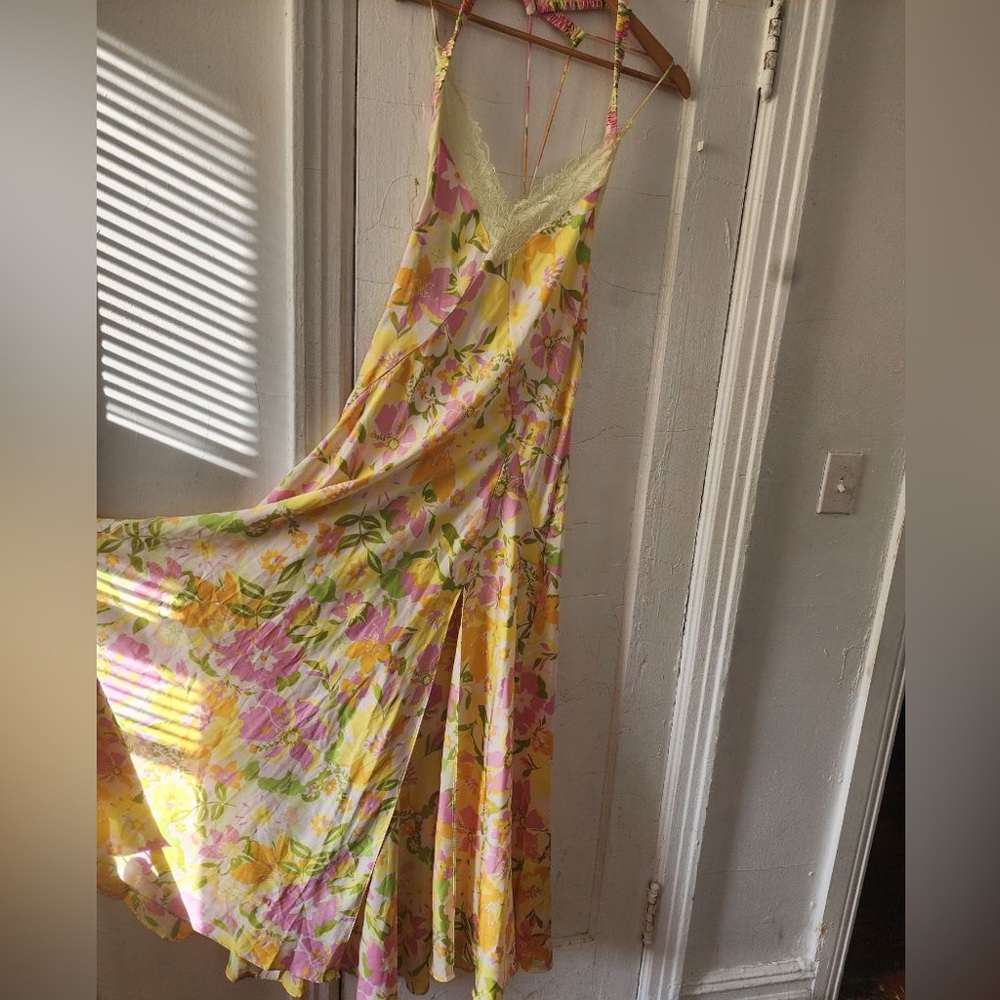 Floral Yellow and Pink Women's Dress